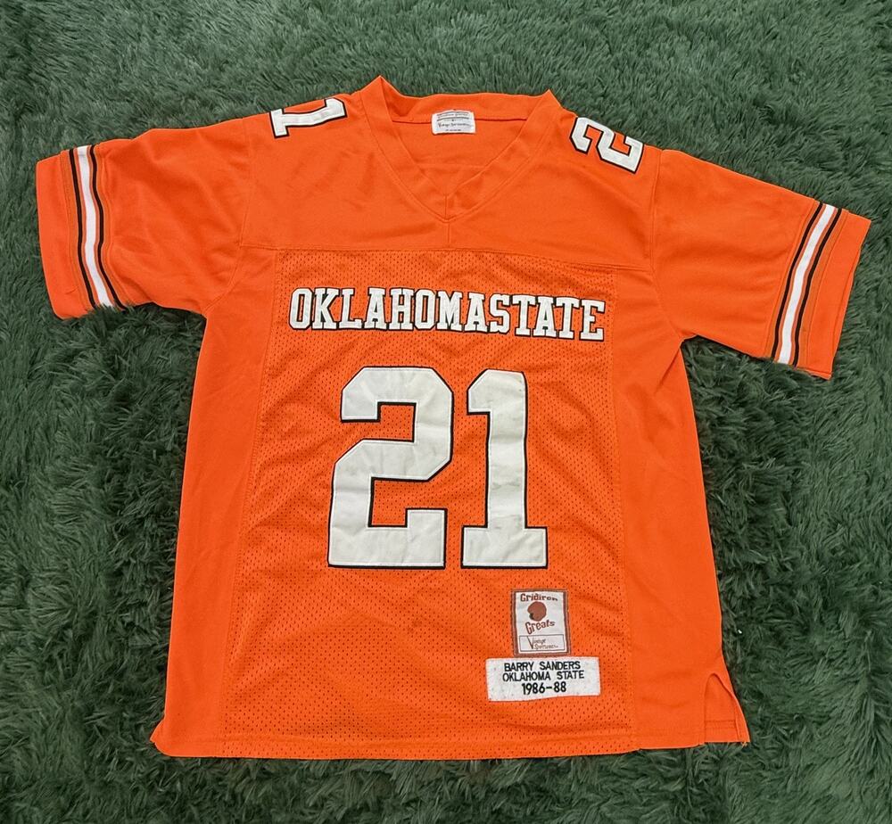 Barry Sanders Oklahoma State Cowboys #21 Gridiron Greats Vintage Football Jersey